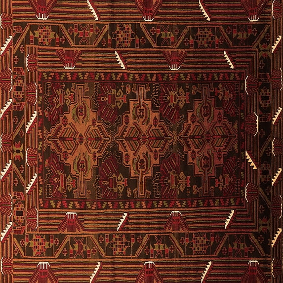 Ahgly Company Indoor Square Oriental Orange Industrial Area Rugs, 8' Square