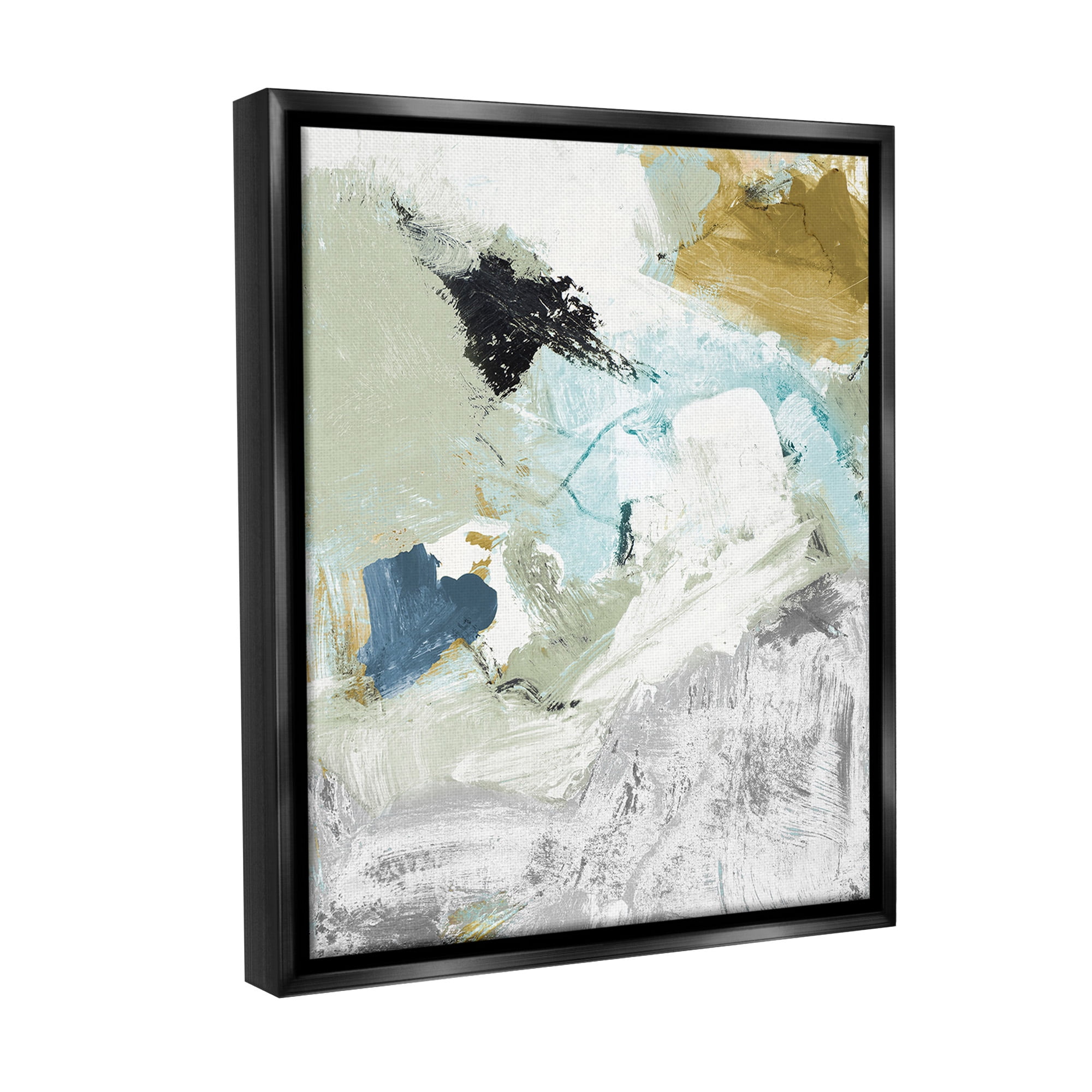 Stupell Industries Expressive Modern Pattern Abstract Painting Black Floater Framed Canvas Art Print Wall Art, 17 x 21