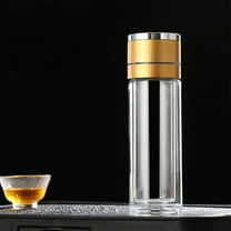 Glass Tea Infuser Tumbler with Lid, Double Wall Insulated Travel Mug for Hot & Cold Beverages, Leak Proof & Portable for Commuting, Office, and Outdoor Use,Vsgery