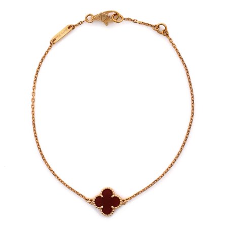 Pre-Owned Sweet Alhambra Bracelet 18K Rose Gold and Carnelian By Rebag