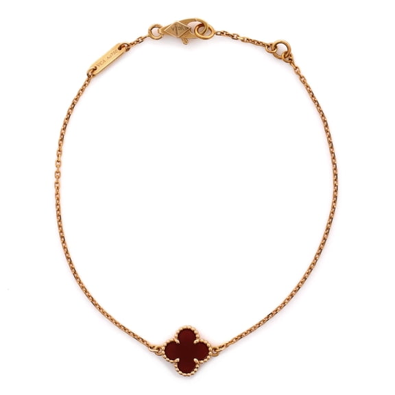 Pre-Owned Sweet Alhambra Bracelet 18K Rose Gold and Carnelian By Rebag