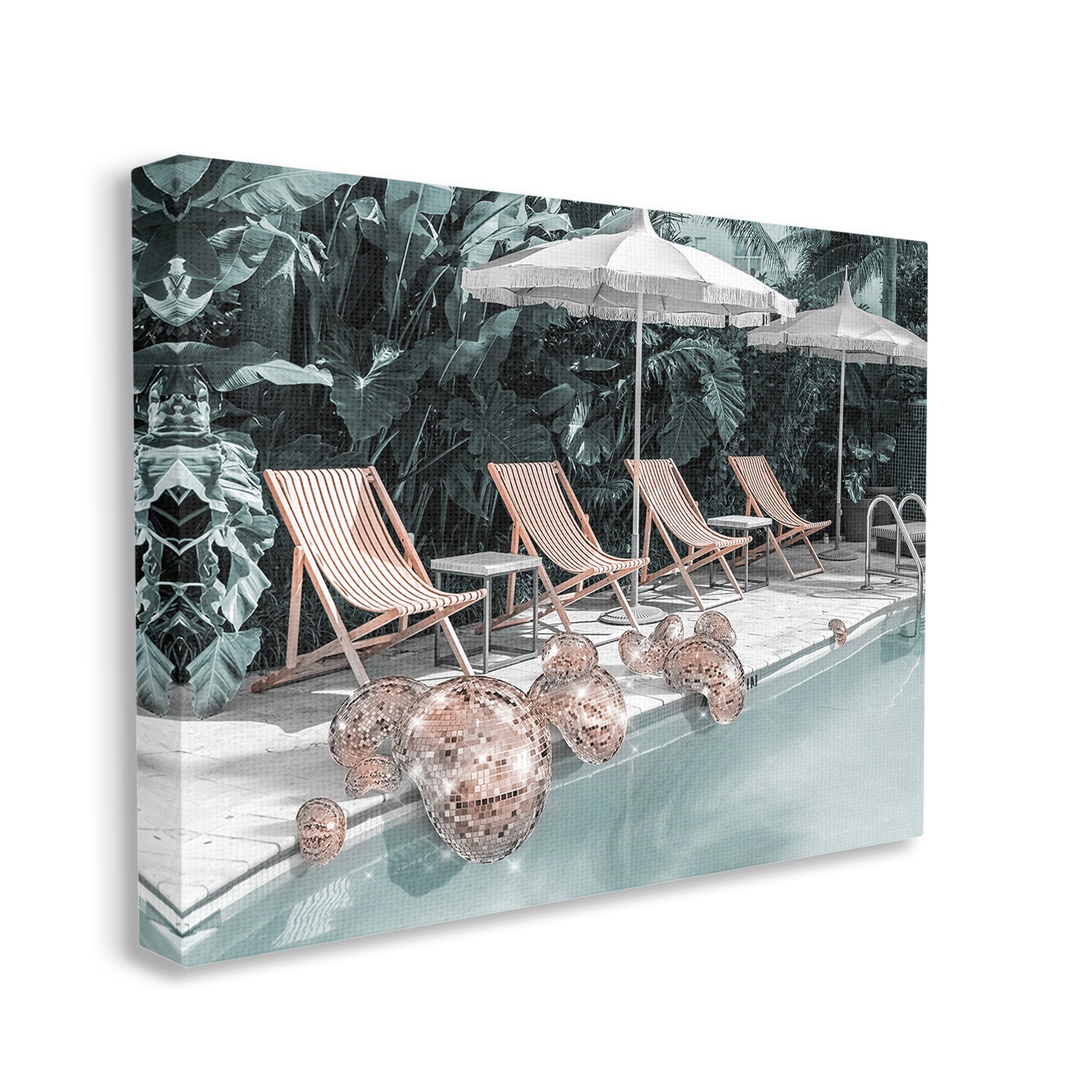 Stupell Industries Tropical Disco Balls Nature Painting Gallery Wrapped Canvas Art Print Wall Art, 20 x 16