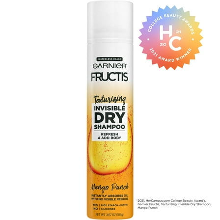 Garnier Fructis Texturizing Dry Shampoo with Rice Starch, Mango Punch, 3.67 oz