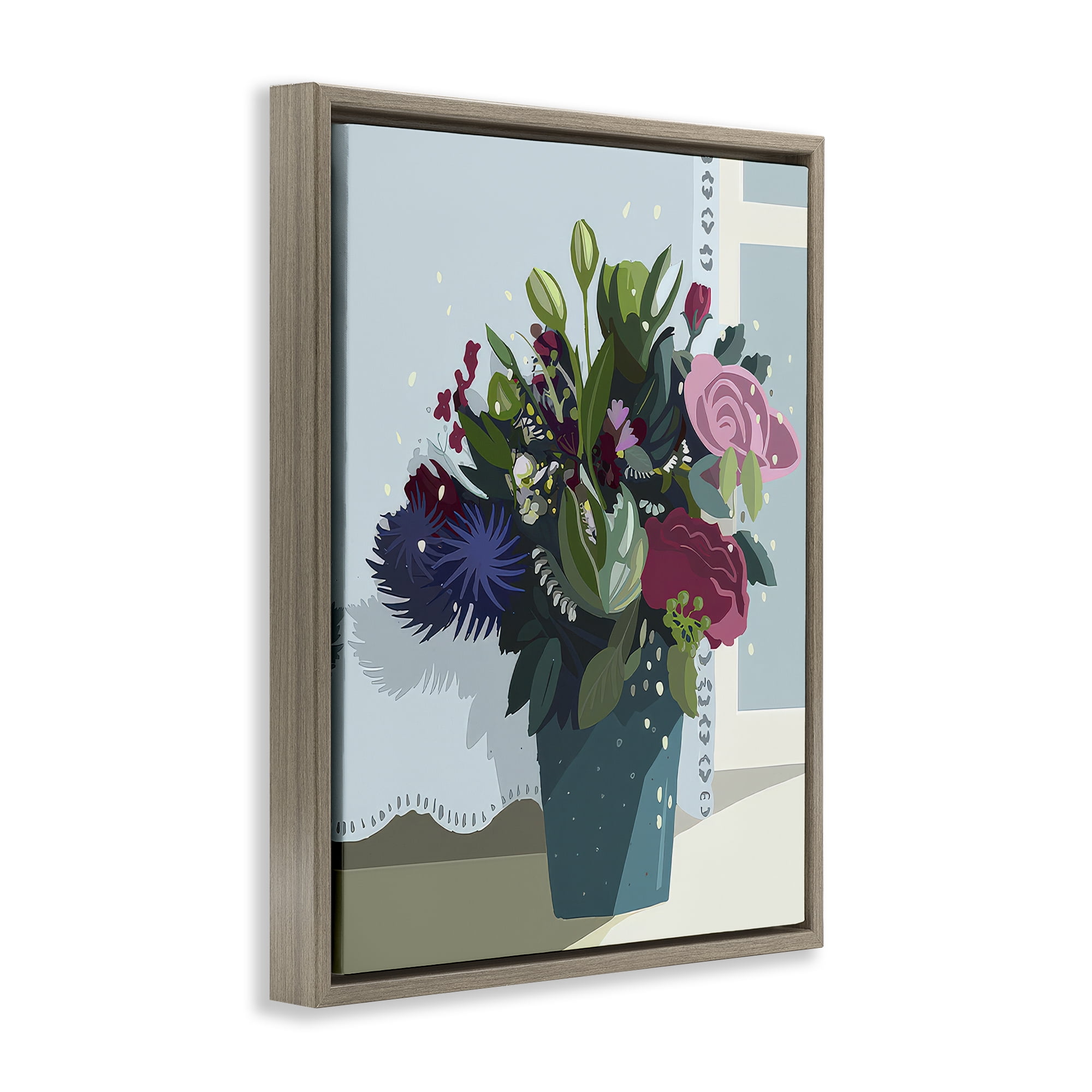 Stupell Industries After The Wedding Bouquet Plants & Flowers Painting Brown Floater Framed Canvas Art Print Wall Art, 17 x 21