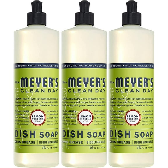 Mrs. Meyer's Clean Day's Liquid Dish Soap, Biodegradable Formula, Lemon Verbena, 16 fl. oz - Pack of 3