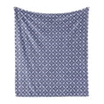 thumbnail image 1 of Oriental Soft Flannel Fleece Throw Blanket, Ornamental Curves and Strokes in Vibes, Cozy Plush for Indoor and Outdoor Use, 50" x 70", Violet Blue White, by Ambesonne, 1 of 5