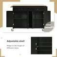 thumbnail image 3 of Triple Tree Rolling Kitchen Islands with Two Drawers, Solid Wood MDF Black, 54.33 in, 3 of 7