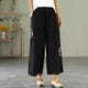 thumbnail image 1 of ICHUANYI Clearance Pants For Women Casual Summer Elastic High Waist Linen Pant Pockets Cropped Trouser(Black, M) ICHUANYI WER2023080915270, 1 of 7