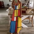 thumbnail image 4 of Mondrian Inspired Sleeveless Dress Loose Women's Dress Dresses Luxury Evening Dresses, 4 of 9