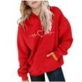 thumbnail image 2 of ATOGUTA Girls Sweatshirt Long Sleeve Pullover Top Hoodie Kids Fall Winter Sweatshirts Size 5T-15, Red, 2 of 6