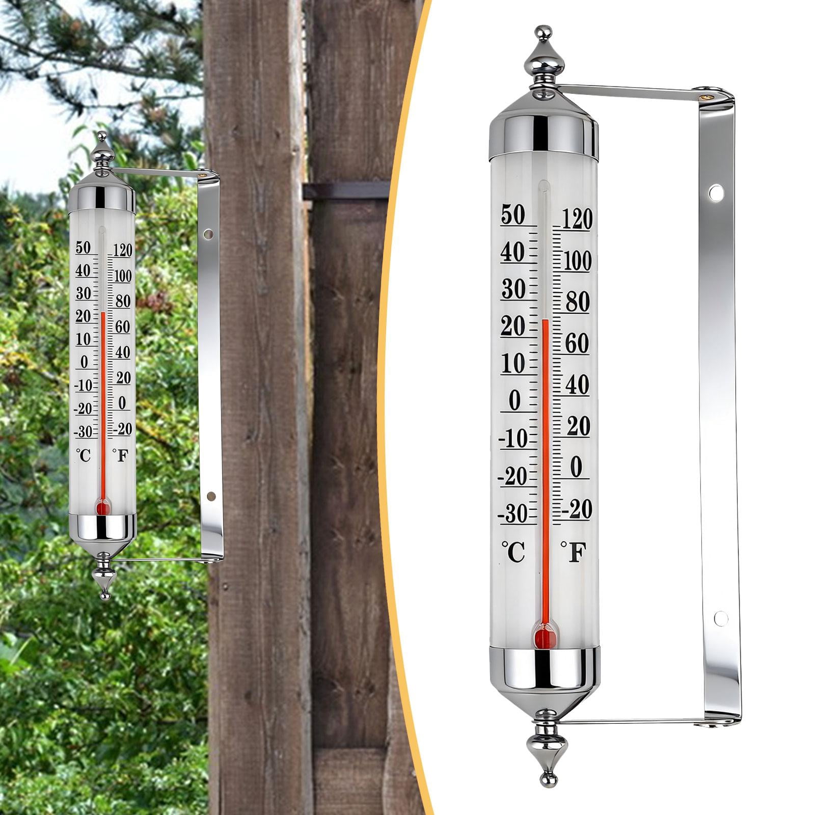 Fzaqwen Outdoor Thermometer Easy Installation Easy to Use Large Numbers Premium Reusable Rustic Temperature Gauge for Wall Greenhouse Silver