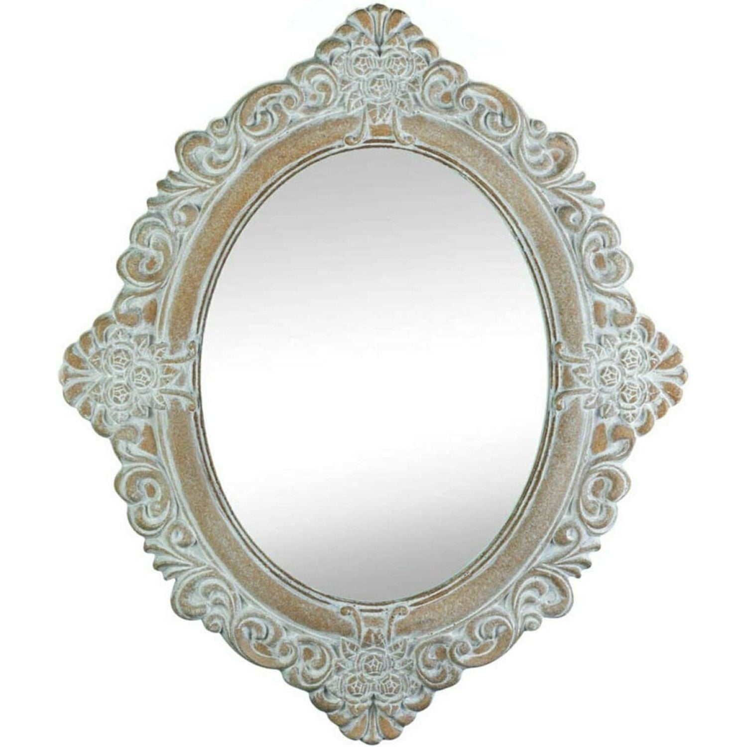 Elegant Amelia Taupe Oval Wood Wall Mirror, 20"x24"