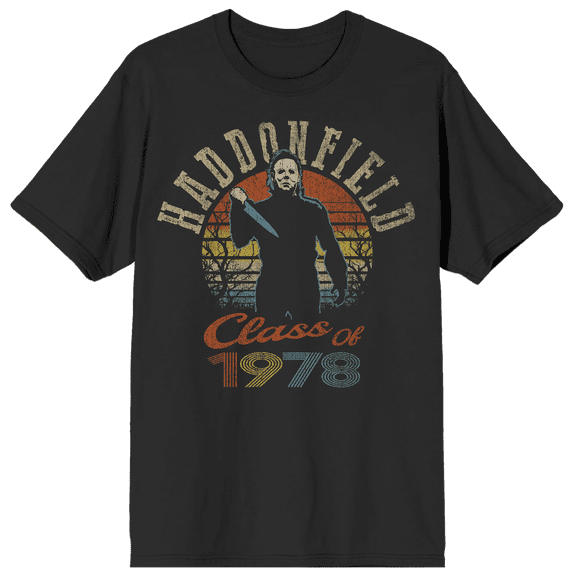Halloween Michael Myers Rainbow Lettering Short Sleeve Tee for Men-XS