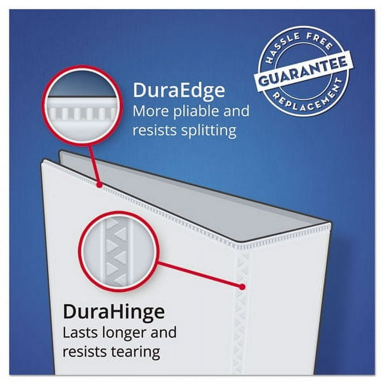 Heavy-Duty Non Stick View Binder with DuraHinge and Slant Rings, 3 Rings, 2