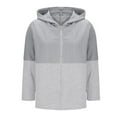 thumbnail image 5 of XFLWAM Womens Hoodie Jacket Color Block Jacquard Long Sleeve Jackets Full Zip Up Plus Size Fall Winter Coat Outwear Gray XL, 5 of 7