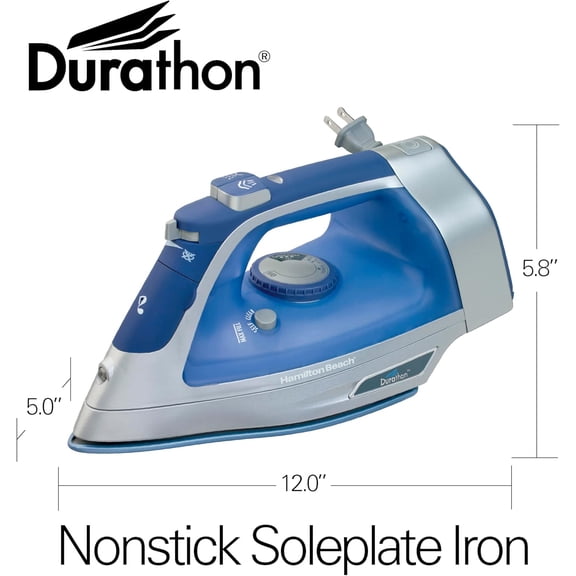 Steam Iron & Vertical Steamer for Clothes with Scratch-Resistant Durathon Soleplate, 8' Retractable Cord, 3-Way Auto Shutoff, Anti-Drip, 1500 , Blue