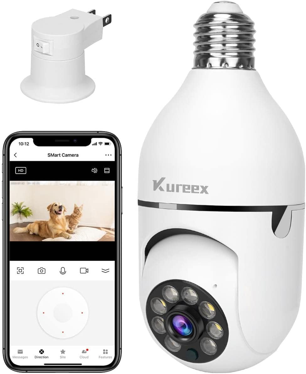 Light Bulb Camera, 3.0MP Wireless 2.4 GHz WiFi Security Camera, Tuya