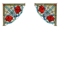 RADIANCE goods 2 Pieces Victorian Stained Glass Window Panel 9.8"x9.8"