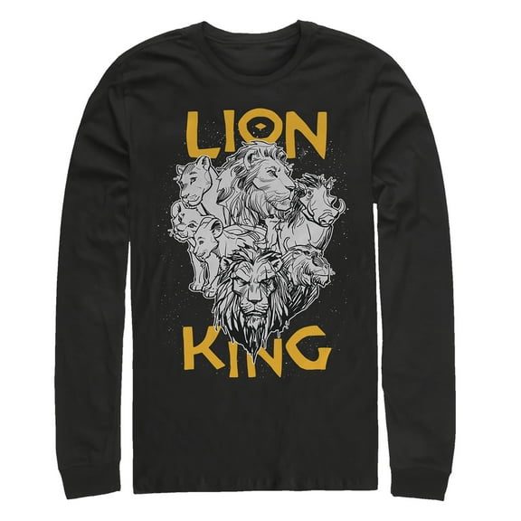 Men's Lion King Animal Kingdom Crew Long Sleeve Shirt Black Medium