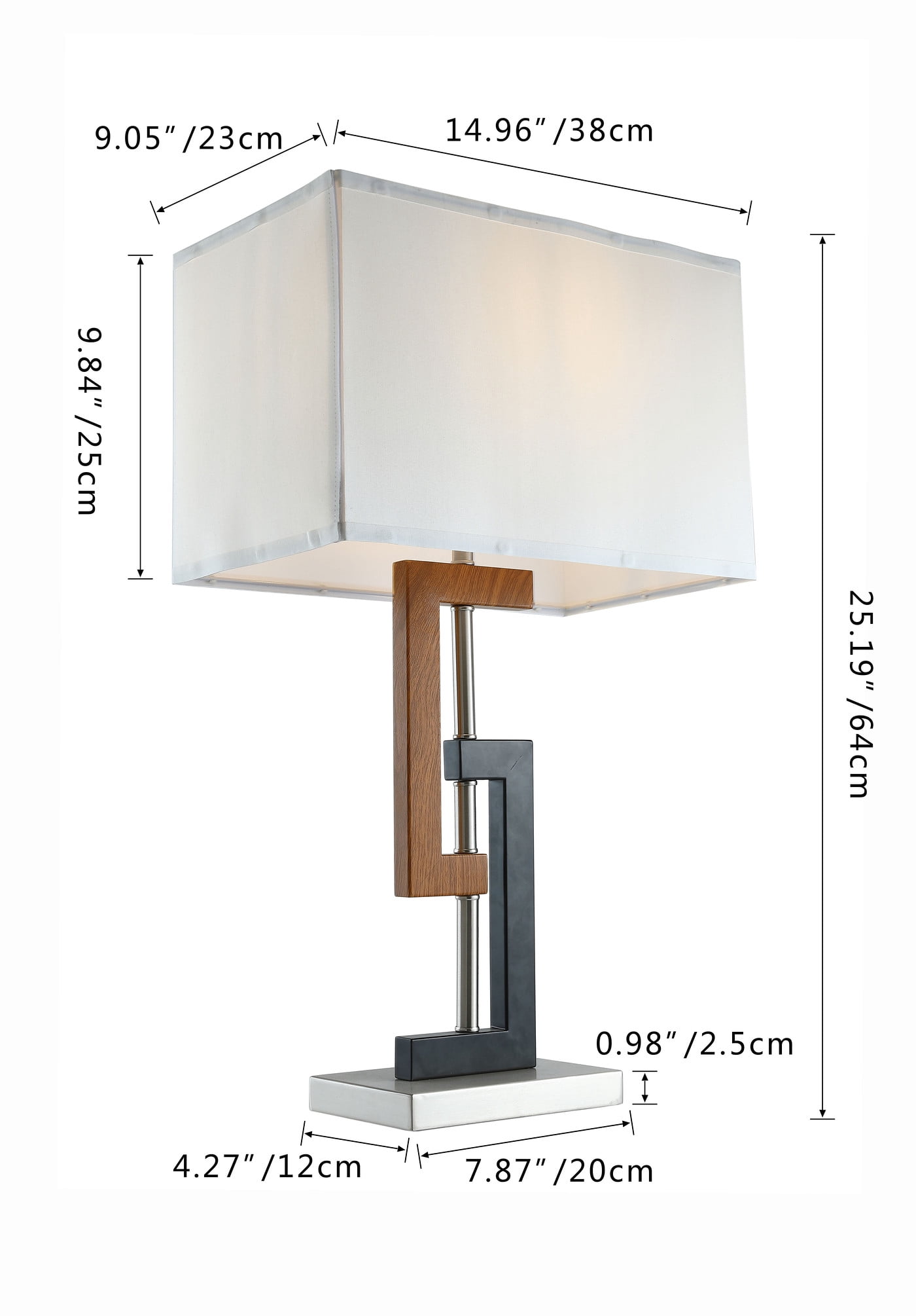 Aiwen Novelty Rectangular Linen Blend Fabric Shade Decorative Lighting Desk Lamp, 40 Watt