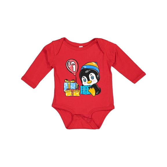 Inktastic Penguin 1st Birthday Boys or Girls Long Sleeve Baby Bodysuit