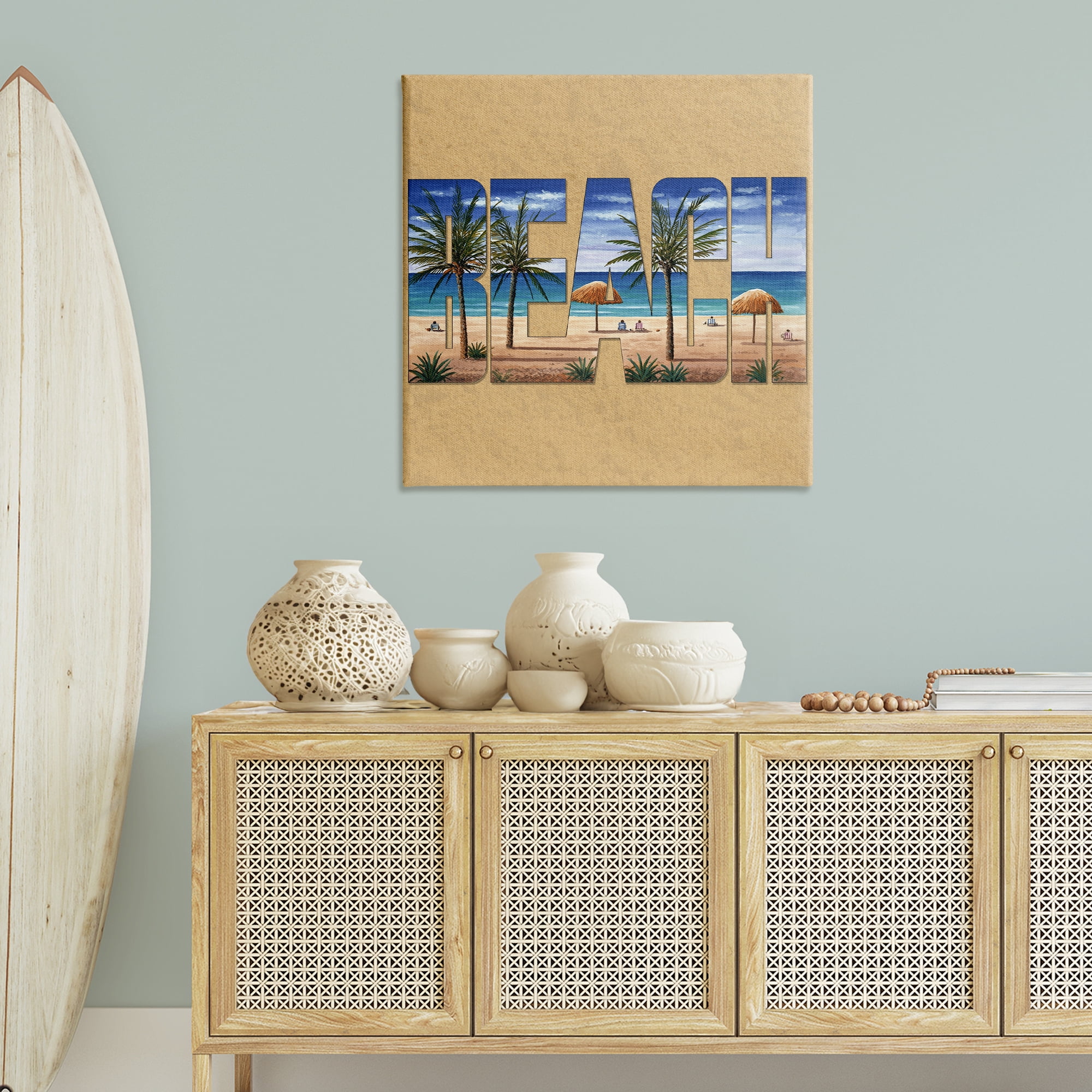 Stupell Industries Tropical Beach Typography Nautical & Beach Painting Wrapped Canvas Art Print Wall Art, 36 x 36