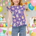 thumbnail image 2 of MKOSPLRT Toddler Girls' Easter Bunny Ruffle Hem Top Flutter Sleeve Crewneck Graphic Tees Soft Cotton Shirt for First Easter 12 Years, 2 of 7