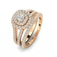 thumbnail image 2 of Certified F/SI2- 1 1/10 Carat TW Cushion Halo Diamond Engagement Wedding Ring Set 10k Rose Gold, 2 of 5