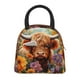 thumbnail image 1 of Balery Countryside Colorful Floral Cow Bolsa de Almuerzo para Mujeres, Caja de Almuerzo, Bolsa de Almuerzo Pequeña Impermeable, Tote de Almuerzo Reutilizable con Gran Capacidad, 1 of 6