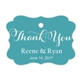 thumbnail image 1 of 100 PCS Personalized Made Scallop Edges Hang Tags Thank You Custom Wedding Favor Gift Paper Tags, 1 of 1