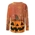 thumbnail image 5 of Enjoytime Plus Size Tops for Women Pumpkin Printed Round Neck Long Sleeve Shirt Fall Winter Blouses for Women 2025 Blue S, 5 of 5