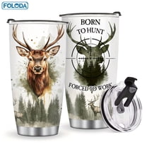 Deer Hunter Gifts Stainless Steel Insulated Tumblers Coffee Travel Cup Gifts for Men Boyfriend and Fathers Husband For Christmas Valentine's Day Birthday Best Gifts 20 oz With Lid Mug-Proof Tumbler