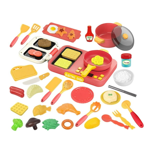lionlar Kitchen Playset Pretend Play Cooking Set for Ages 3+ Years Toddlers Children red