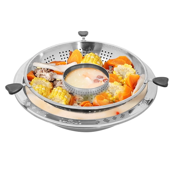 Vintoro 16.7" Diameter Rotary Hot Pot with Divider, Chinese-style Lifting Hot Pot, for 8-12 People