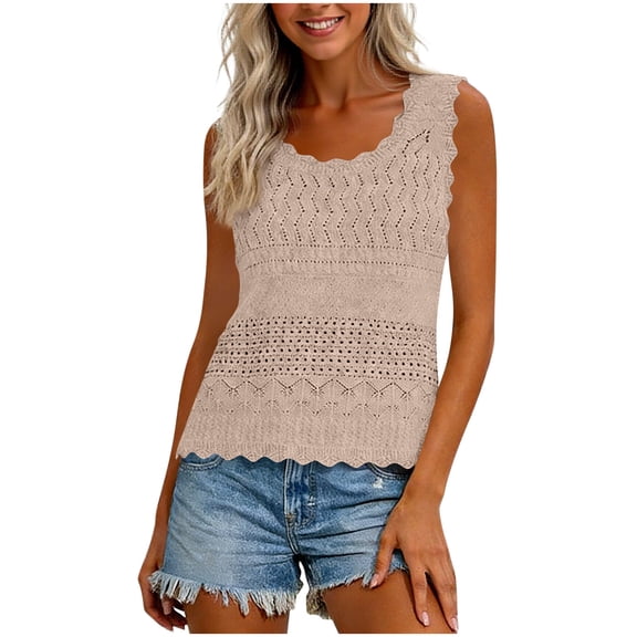 Womens Crochet Tank Tops 2026 Summer Spring Boho Sleeveless Cute Knit Sweater Vest Trendy Beach Vacation Clothes Summer Tops for Women
