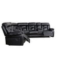 thumbnail image 3 of Modern Reclining Sofa, Large Sectional Sofa with Manual Reclining, Faux Leather Accent Sofa Couch with 2 Center Console and 4 Cup Holders for Living Room/Home Theater Hotel Large Space, Black, 3 of 9