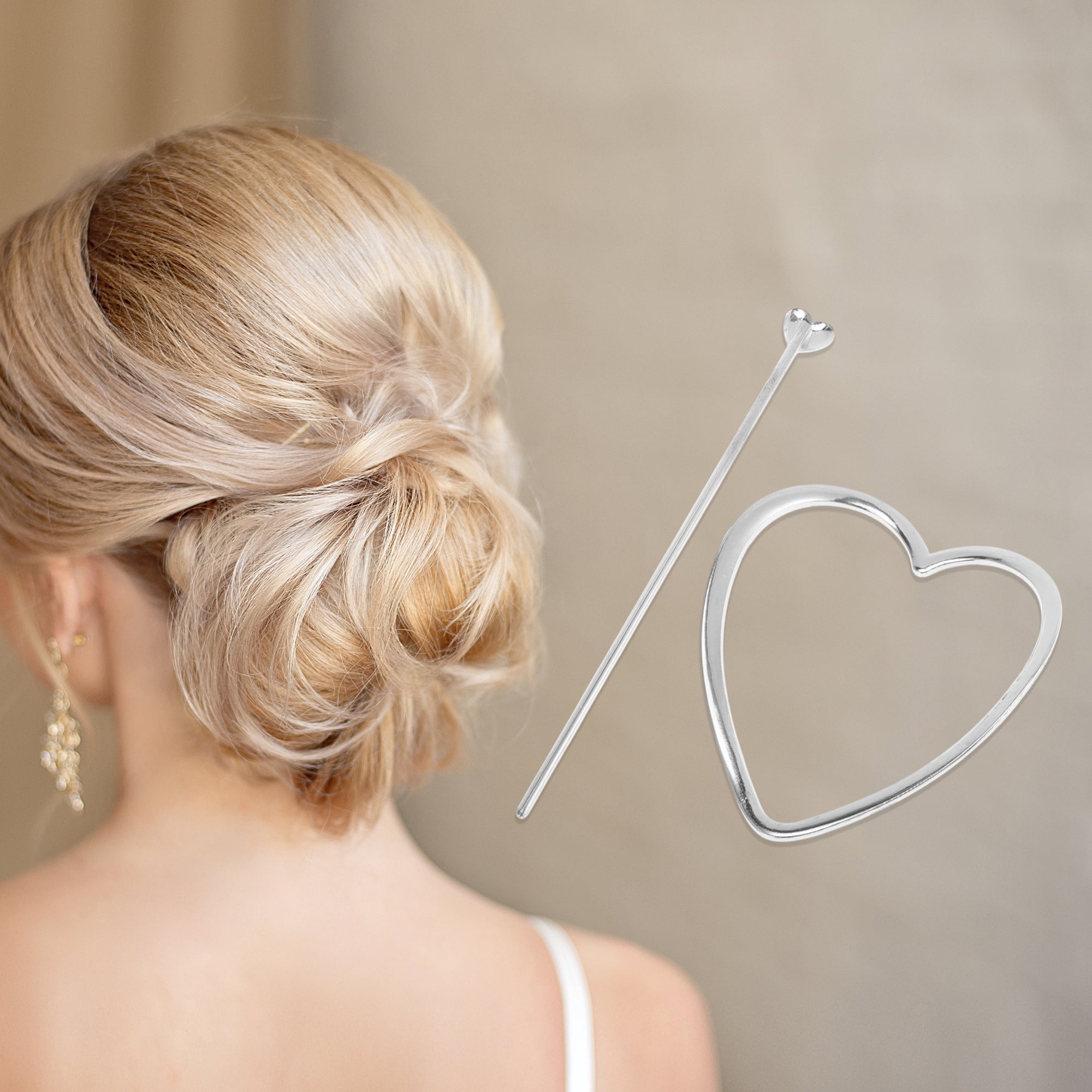 Unique Bargains Comfortable No Slip Semicircle Hair Chopstick for Women 1 Pc Silver Tone