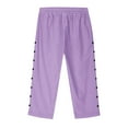 thumbnail image 6 of Lenpel Capri Pants for Girls Lightweight Elastic Waist Drawstring Side Button Tapered Cropped Pants Casual Loose Capris, 6 of 7