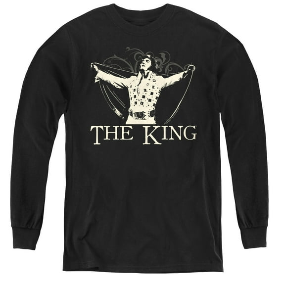 Elvis Presley Ornate King Youth Long Sleeve T-Shirt Black