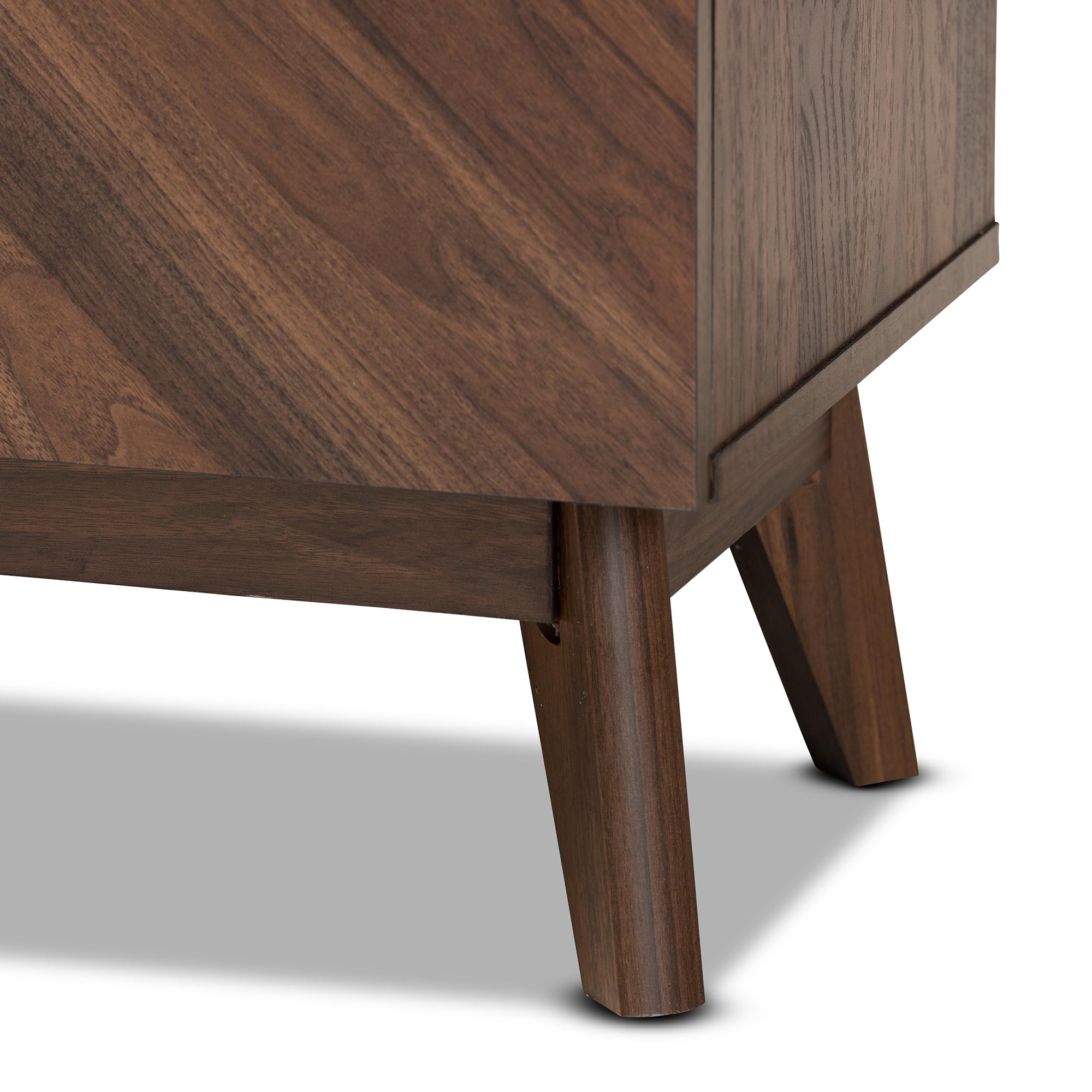 Baxton Studio Hartman Mid-Century Modern Walnut Brown Finished Wood Shoe Cabinet