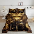thumbnail image 4 of Manfei Gold Lion Comforter Sets Queen Size, Retro Western Knight Comforters & Duvets, Anime Cartoon Reversible Bedding Queen Comforter Set, Microfiber Bedroom Decor, 3pcs, 4 of 8