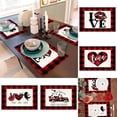 thumbnail image 4 of DFC Valentine's Day Letter Print Placemat Festive Table Heat Perfect For Holiday Parties Border Linen Table Mat Ideal For Couples And Dinners C, 4 of 4