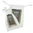 thumbnail image 2 of Rustic Fabric Pouch Set of 2, Spanish Style Dark Stained Wood Door Secret Garden with Grated Window Picture, Drawstring Bag for Toiletries Masks and Favors, 9" x 6", Brown Green, by Ambesonne, 2 of 2