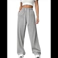 thumbnail image 3 of Pantalones Deportivos Holgados de Cintura Alta con Cordón Ajustable para Mujer, Pantalones Deportivos de Pierna y Bolsillos Gris L, 3 of 7
