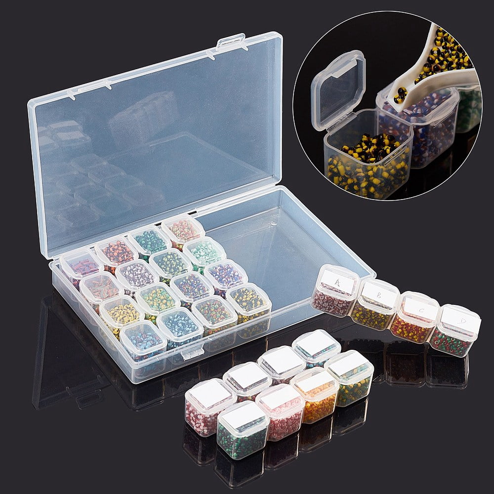 DIY Diamond Picture Kit with Iron Tweezers Label Paster DIY Rhinestones Picker Tools Tray Plate Plastic Cosmetics Jar & Silicone Pad Mixed color