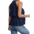 thumbnail image 5 of Women'S Layered Ruffle Hem Sleeveless Halter Chiffon Blouse Flowy Tank Tops Navy Blue XXL, 5 of 9