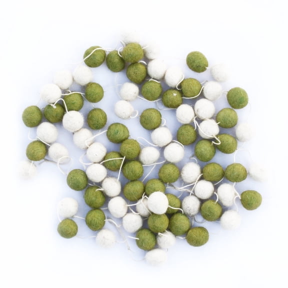 De Kulture Works Wool Micro POM POM Garland 24 Inches, Set of 4 Christmas Felt Ornament