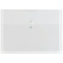 JAM Paper Plastic Envelopes with Button & String Tie Closure, Letter Booklet, 9 3/4 x 13, Clear, 3/Pack