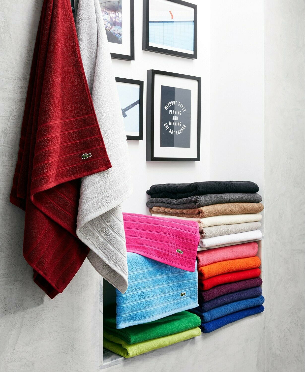Lacoste, Bath, Lacoste Bath Towel 0 Cotton Loops Colorblock Kale Green  Color 30x52 Oekotex