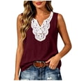 thumbnail image 2 of Stamzod Women's V-Neck Tank Tops Casual Sleeveless Lace Boho Blouses Beach Vacation Summer Outfits 2026 Wine XXL, 2 of 9